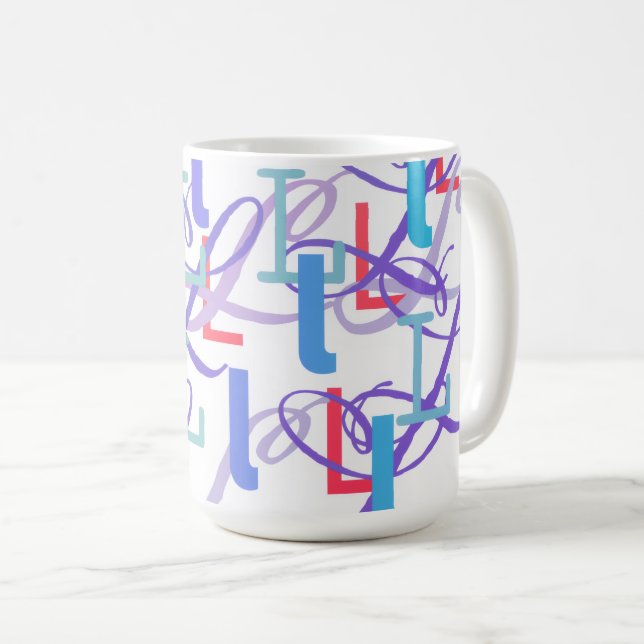 Caneca De Café Confete de Letras "L" (Frente Esquerda)