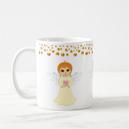 Caneca De Café Confetes de Anjo e Pontos Dourados