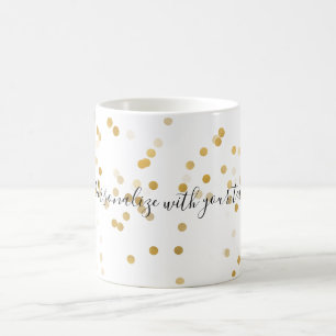 Caneca De Café Confetes Dourados personalizados