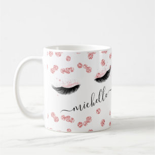 Caneca De Café Confetti com brilho nos olhos cor-de-rosa com Rosa