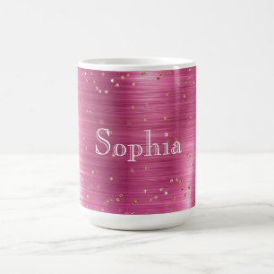 Caneca De Café Confetti Dourado de brilho rosa, personalizado