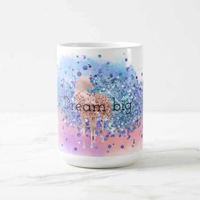 Caneca De Café Confetti Glitter Roxo Púrpura do Unicórnio Rosa  (Centro)