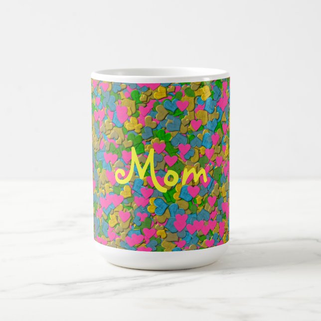Caneca De Café Confetti Hearts Large Café Mug (Centro)