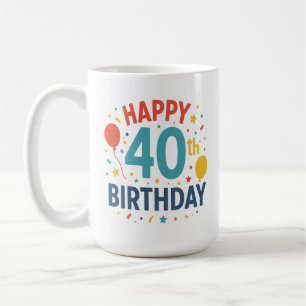 Caneca De Café Confetti Pop: Feliz aniversário de 40 anos