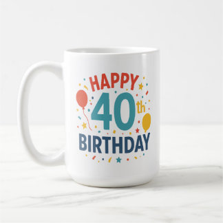 Caneca De Café Confetti Pop: Feliz aniversário de 40 anos