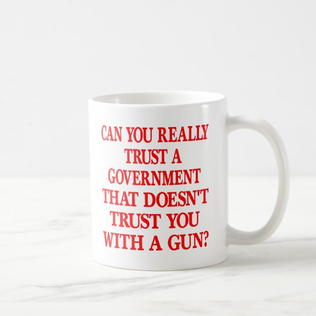 Caneca De Café Confiança branca do Gov você com arma (Direita)