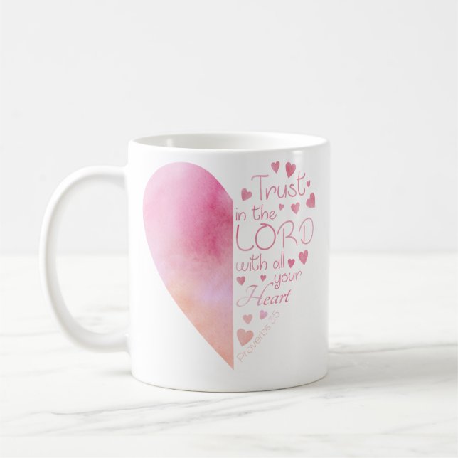 Caneca De Café Confiança de fé no coração das mulheres cristãs no (Esquerda)