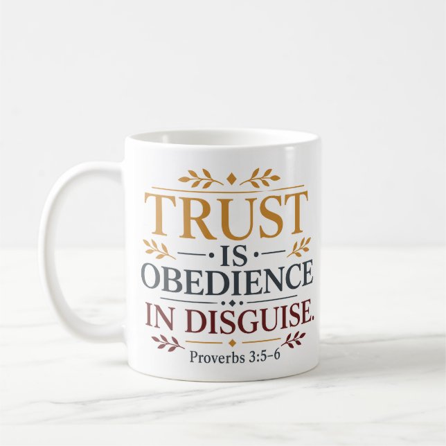 Caneca De Café Confiança É Obediência Disfarçada Fé Cristã (Esquerda)