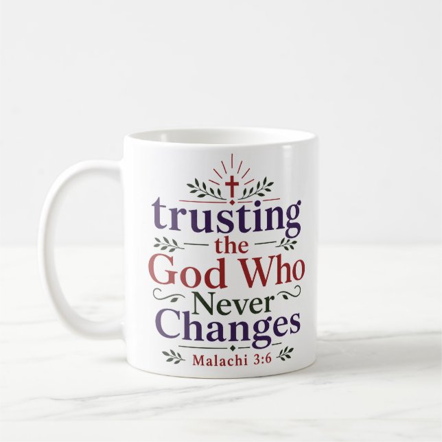 Caneca De Café Confiando no Deus que Nunca Muda Citação das Escri (Esquerda)