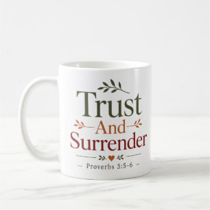 Caneca De Café Confie e Renda-se Declaração Cristã Moderna
