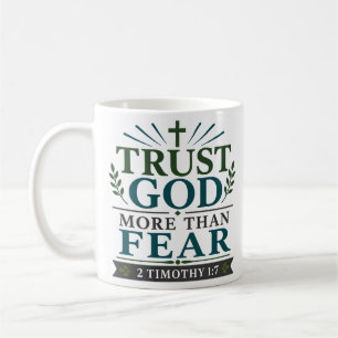 Caneca De Café Confie em Deus Mais do que no Medo Encorajamento B