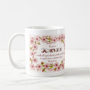 Caneca De Café Confie em Jeová com todas as escrituras cardíaca