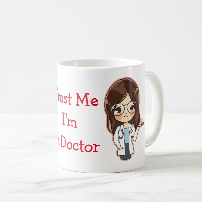 Caneca De Café "Confie em mim, sou médico" Médica Personalizada (Frente Esquerda)