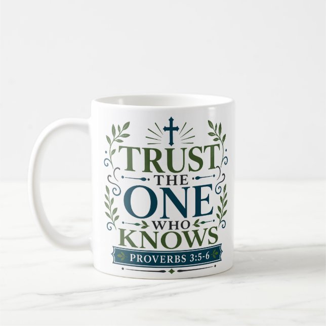 Caneca De Café Confie Naquele Que Sabe Encorajamento Bíblico (Esquerda)