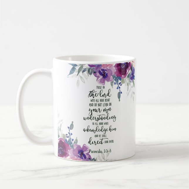 Caneca De Café Confie no Senhor floral (Esquerda)