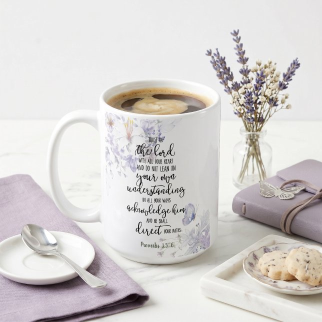 Caneca De Café Confie no Senhor floral  (Criador carregado)