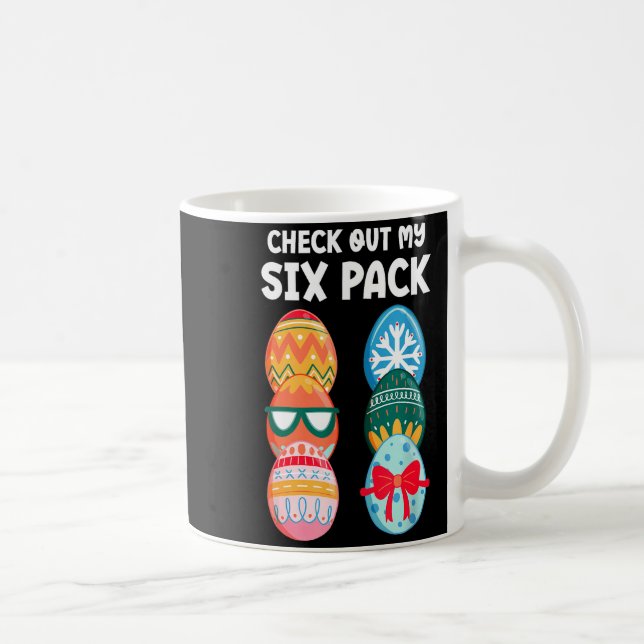 Caneca De Café Confira Meu Six Pack Diversão de Páscoa Ovos Abs T (Direita)