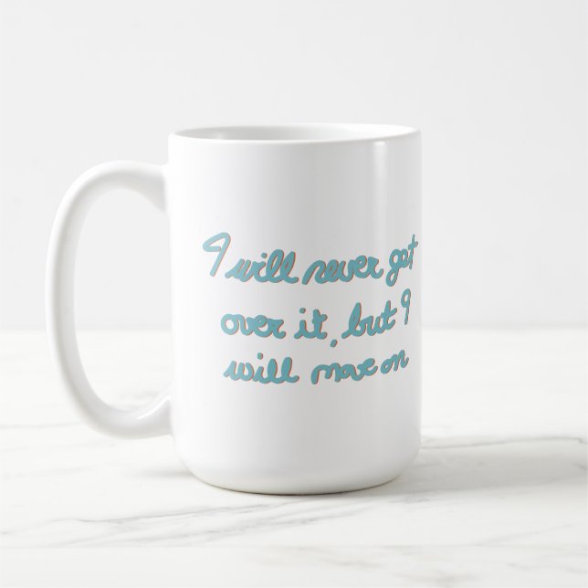 Caneca De Café Confirmação Emocional Escrita à Mão com Tinta Azul (Esquerda)