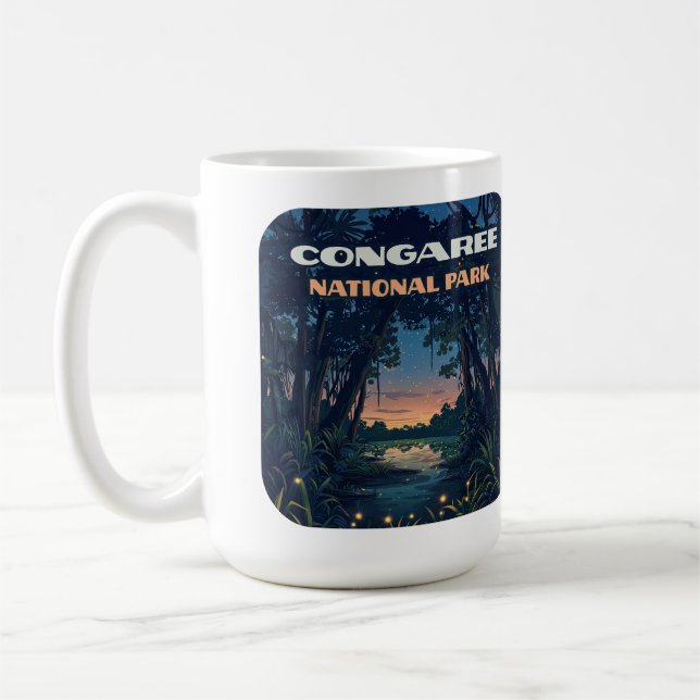 Caneca De Café Congaree National Park Swamp South Carolina Retro (Esquerda)