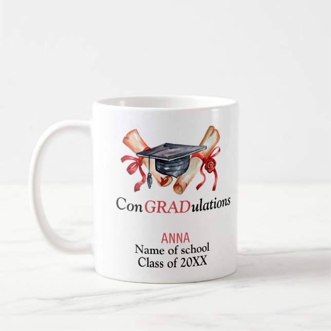 Caneca De Café ConGRADulações,Presente de Graduação Personalizada (Esquerda)