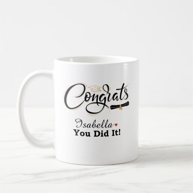 Caneca De Café Congrats You Did It Graduate Custom Name Coffee Mu (Esquerda)