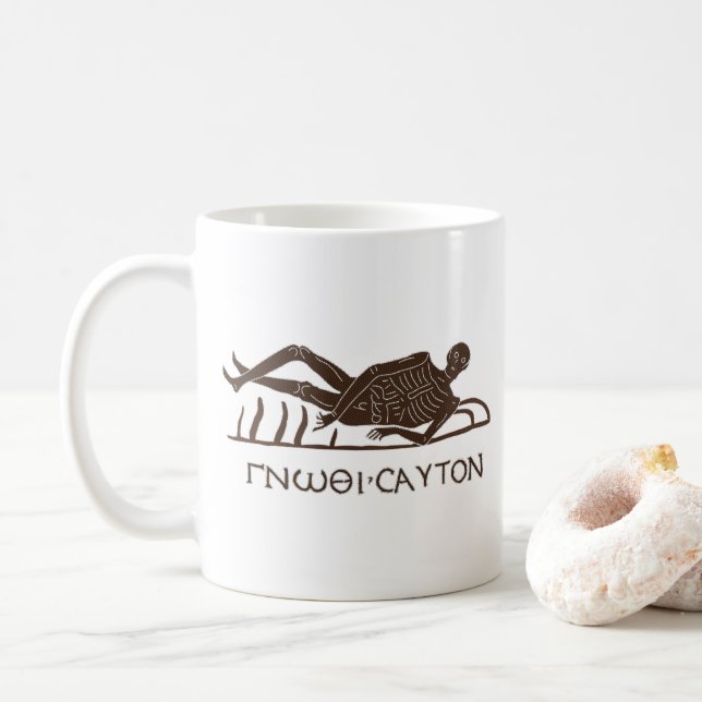 Caneca De Café Conhece Thyself Memento Mori Mosaico (Com Donut)