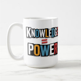 Caneca De Café Conhecimento = Poder – Colagem de Carta de Resgate