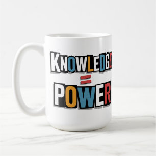 Caneca De Café Conhecimento = Poder – Colagem de Carta de Resgate