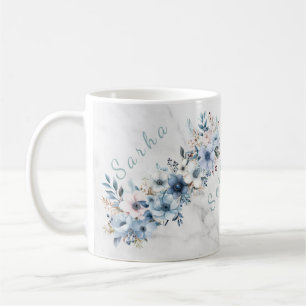 Caneca De Café Conjunto de Bandeja de Madeira com Floral Elegante