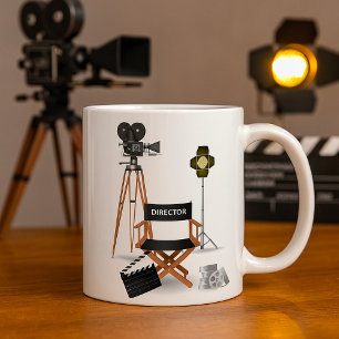 Caneca De Café Conjunto de Cadeira de Diretor de Cinema e Câmera