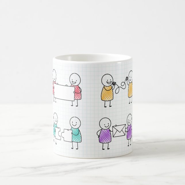Caneca De Café Conjunto de Café Stickman Desenhado À Mão (Centro)
