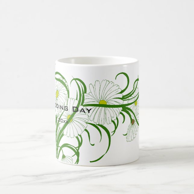 Caneca De Café Conjunto de casamento de flores de margarida Gerbe (Centro)