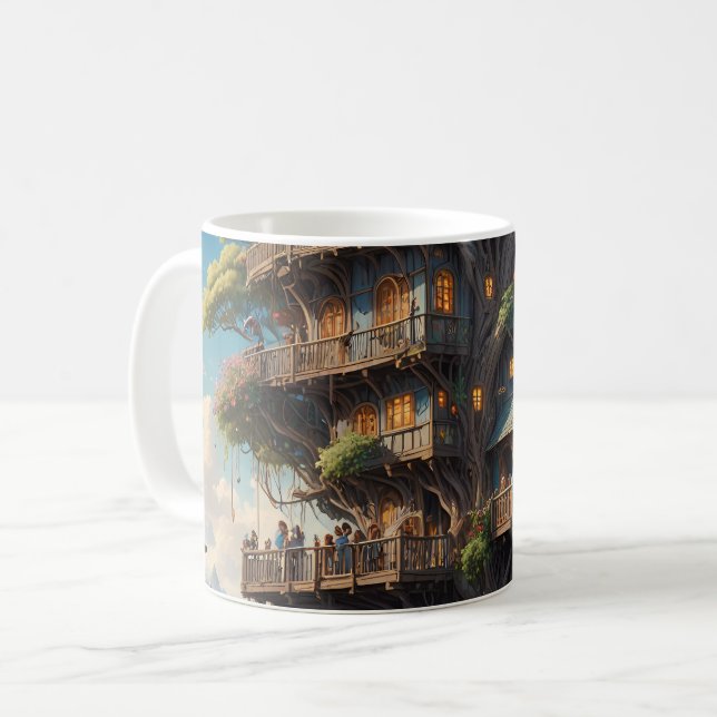 Caneca De Café Conjunto de Fantasy Treehouse (Frente Esquerda)