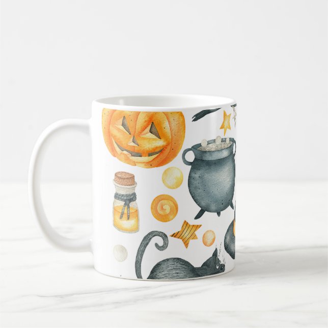 Caneca De Café Conjunto de Halloween: morcego, gato preto, aranha (Esquerda)