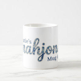 Caneca De Café Conjunto de Mahjong Floral Chinoiserie Azul Person