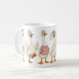 Caneca De Café Conjunto de Personagens de Ganso Engraçado