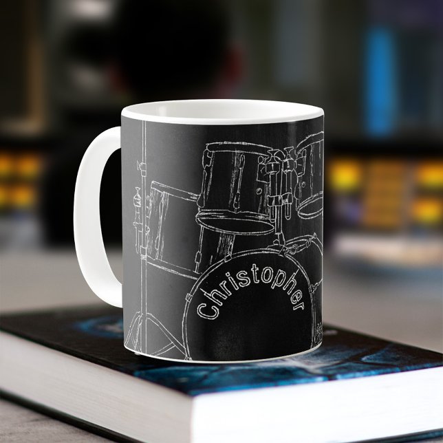 Caneca De Café Conjunto de Tambores Personalizados de Arte do Qua (Criador carregado)