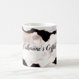 Caneca De Café Conjunto de Toalhas com Monograma em Rosa Dourado 