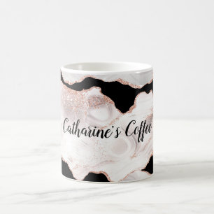 Caneca De Café Conjunto de Toalhas com Monograma em Rosa Dourado 