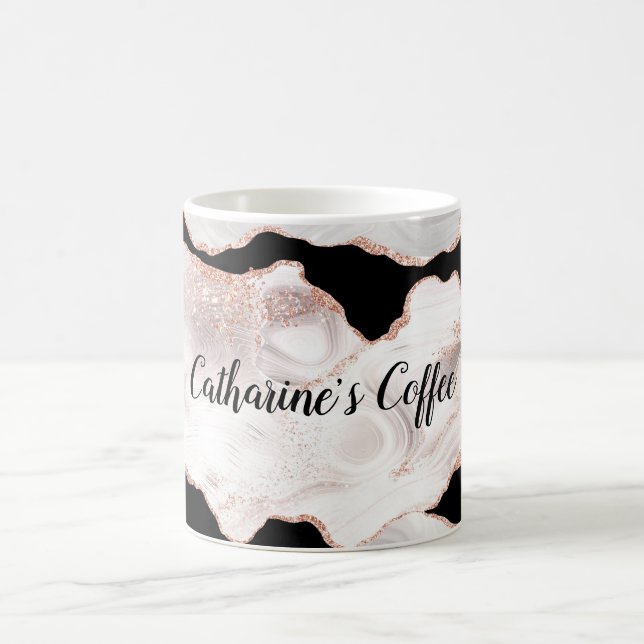 Caneca De Café Conjunto de Toalhas com Monograma em Rosa Dourado  (Centro)