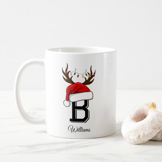 Caneca De Café Conjuntos de Natal da Família Monogramas (Com Donut)