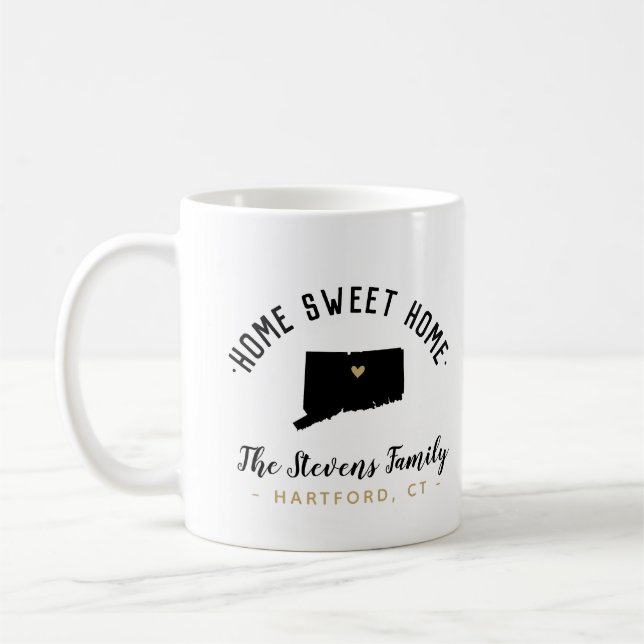 Caneca De Café Connecticut Home Sweet Home Family Monograma Mug (Esquerda)