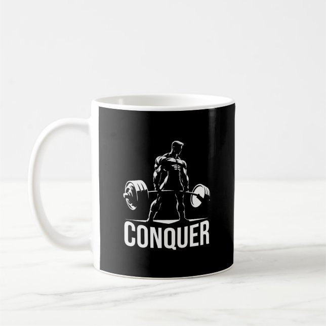 Caneca De Café CONQUER - Gym Motivacional, Animação de Malhação d (Esquerda)