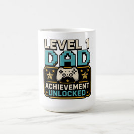 Caneca De Café Conquista de Pai Gamer Desbloqueada Nível 1 Pai