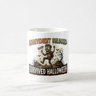 Caneca De Café Conquista Desbloqueada Sobreviveu ao Halloween