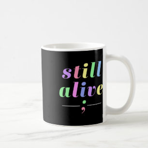 Caneca De Café Consciência da saúde ainda viva Semicolon Rainbow 