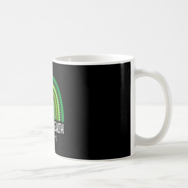 Caneca De Café Consciência da saúde mental cérebro arco-íris verd (Direita)