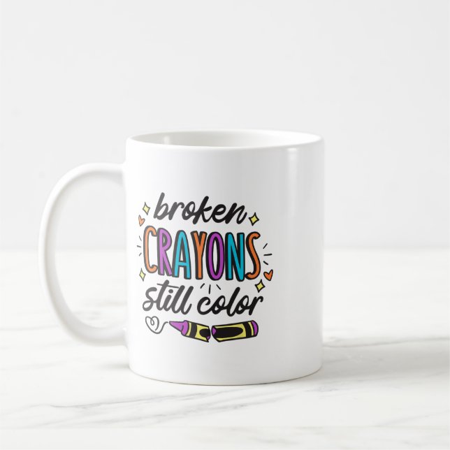 Caneca De Café Consciência da Saúde Mental Giz de Cera Quebrado A (Esquerda)