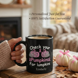 Caneca De Café Consciência do Câncer de Mama Halloween Engraçado