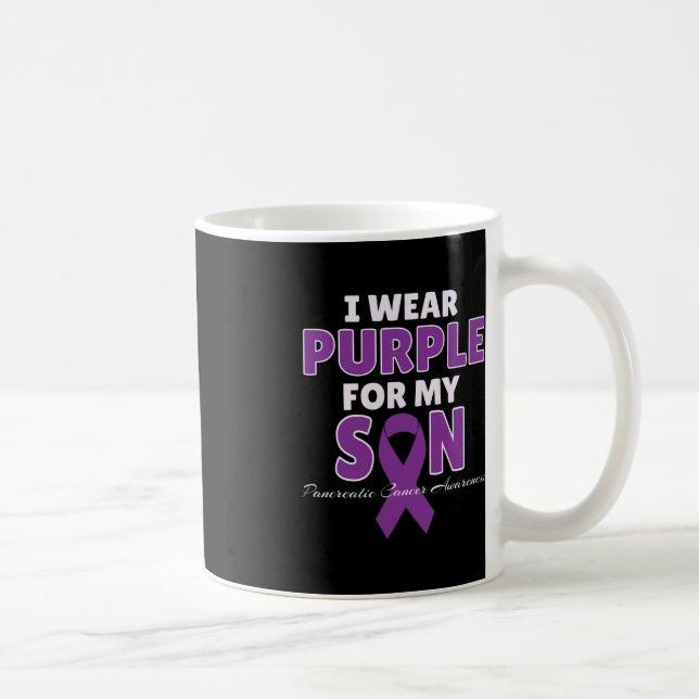 Caneca De Café Consciência do câncer de pâncreas Eu Visto Roxo Pa (Direita)